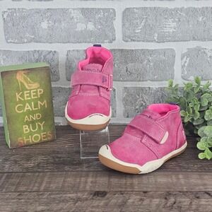 Plae Lou Suede 109022-638 Pink Toddler Shoes US 6.5 Hook Loop Sneakers